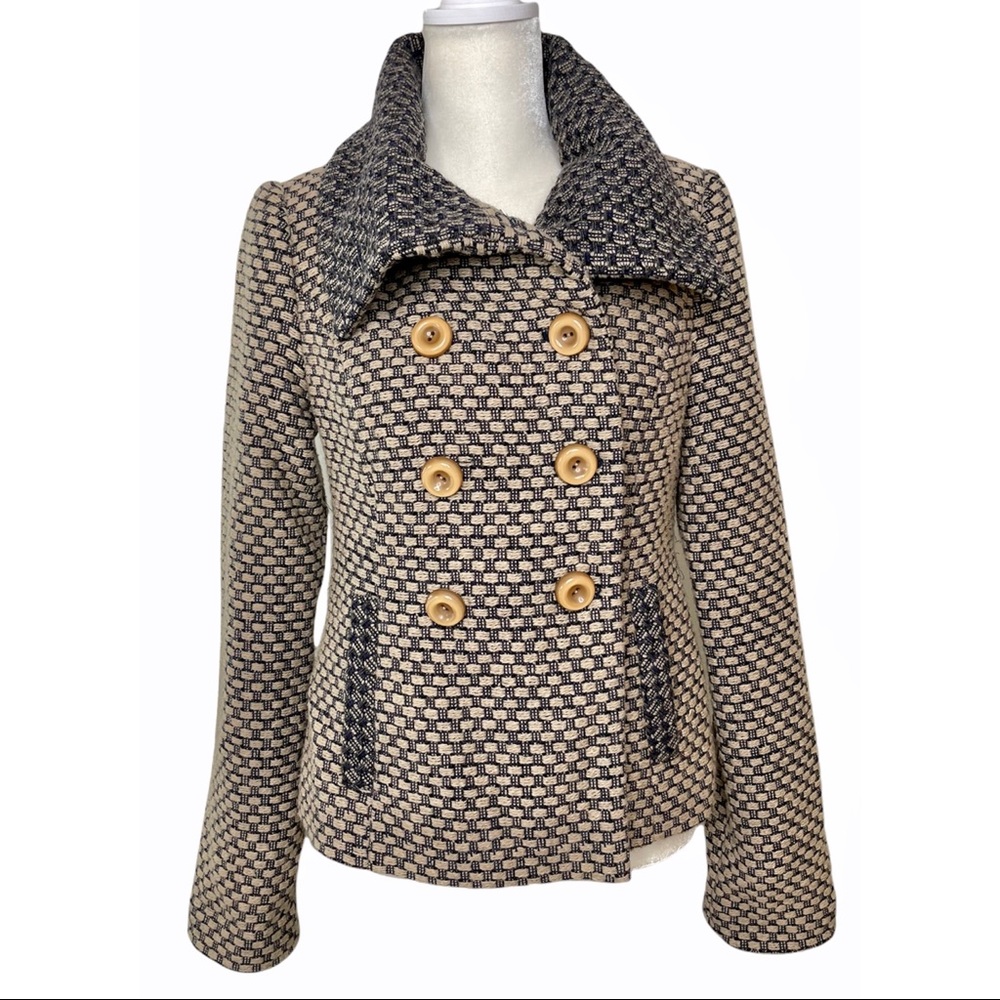 Anthropologie Tabitha Cowl Neck Double Breasted Jacket
